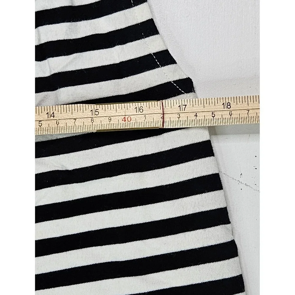 Kate Spade Stripe Off‎ the Shoulder Dress Women L Black White Ruffle Cotton H317